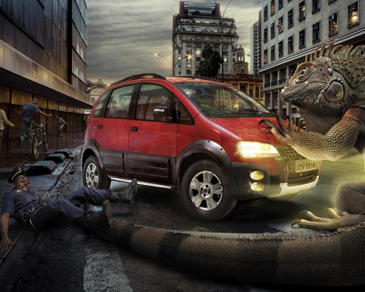 Ящерица в городе обои