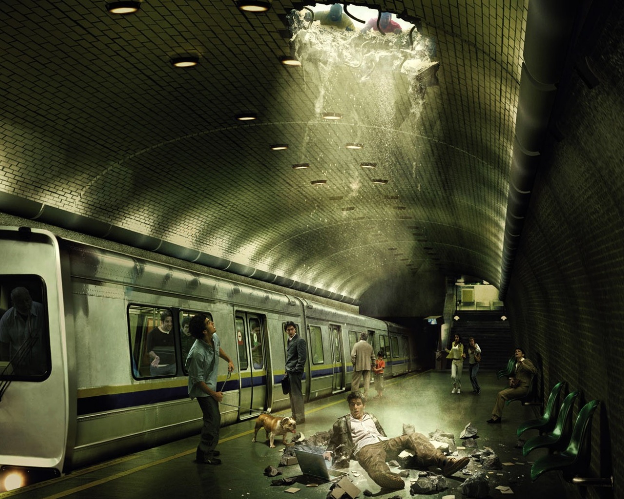 Провалившийся в метро обои