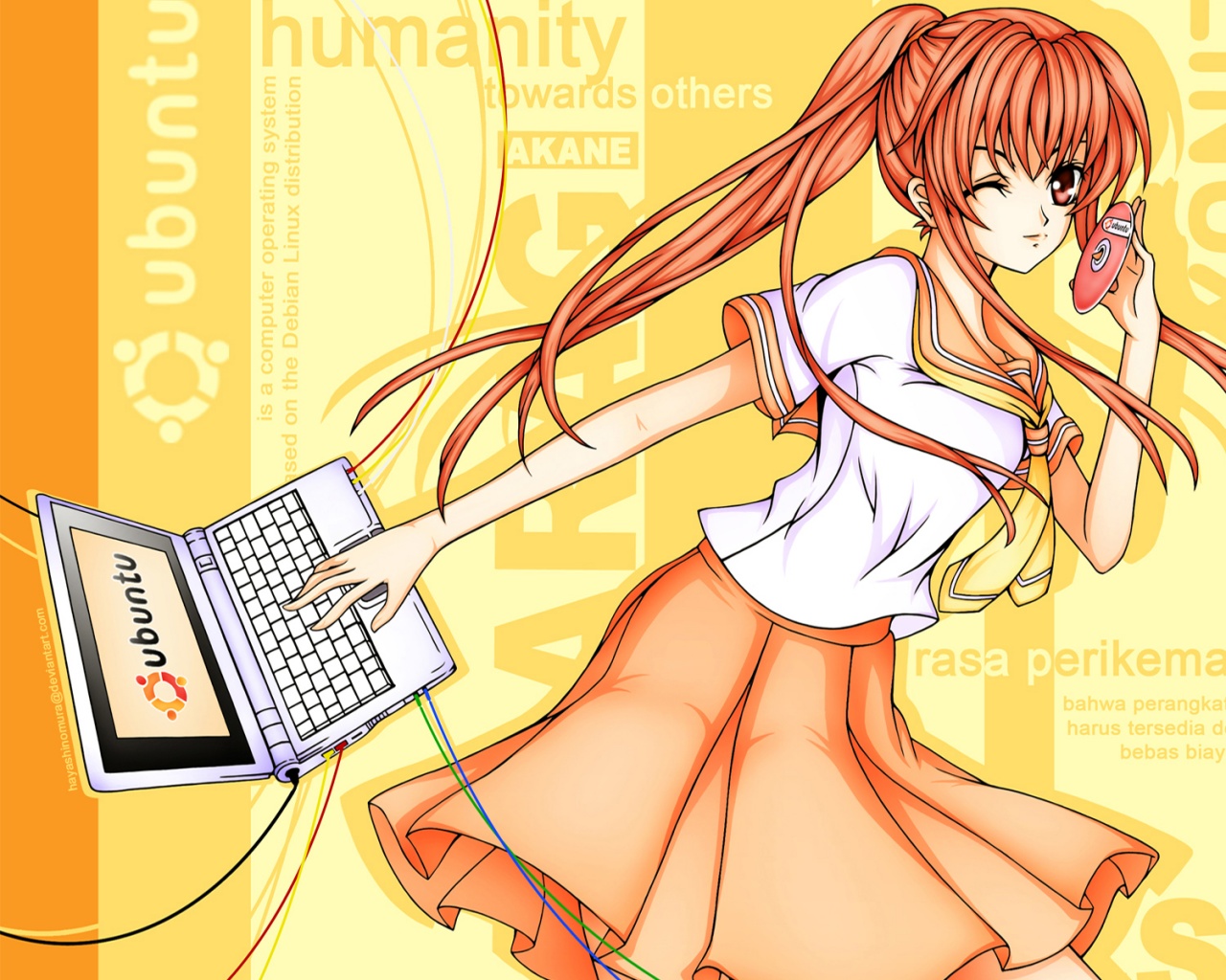 Ubuntu  в аниме обои