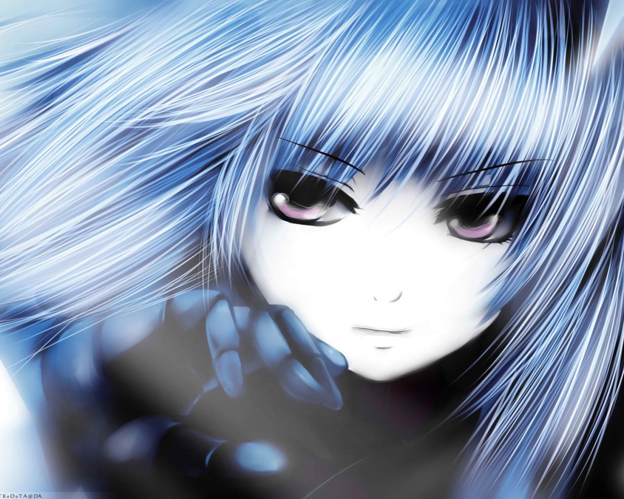 Девушка с голубыми волосами обои