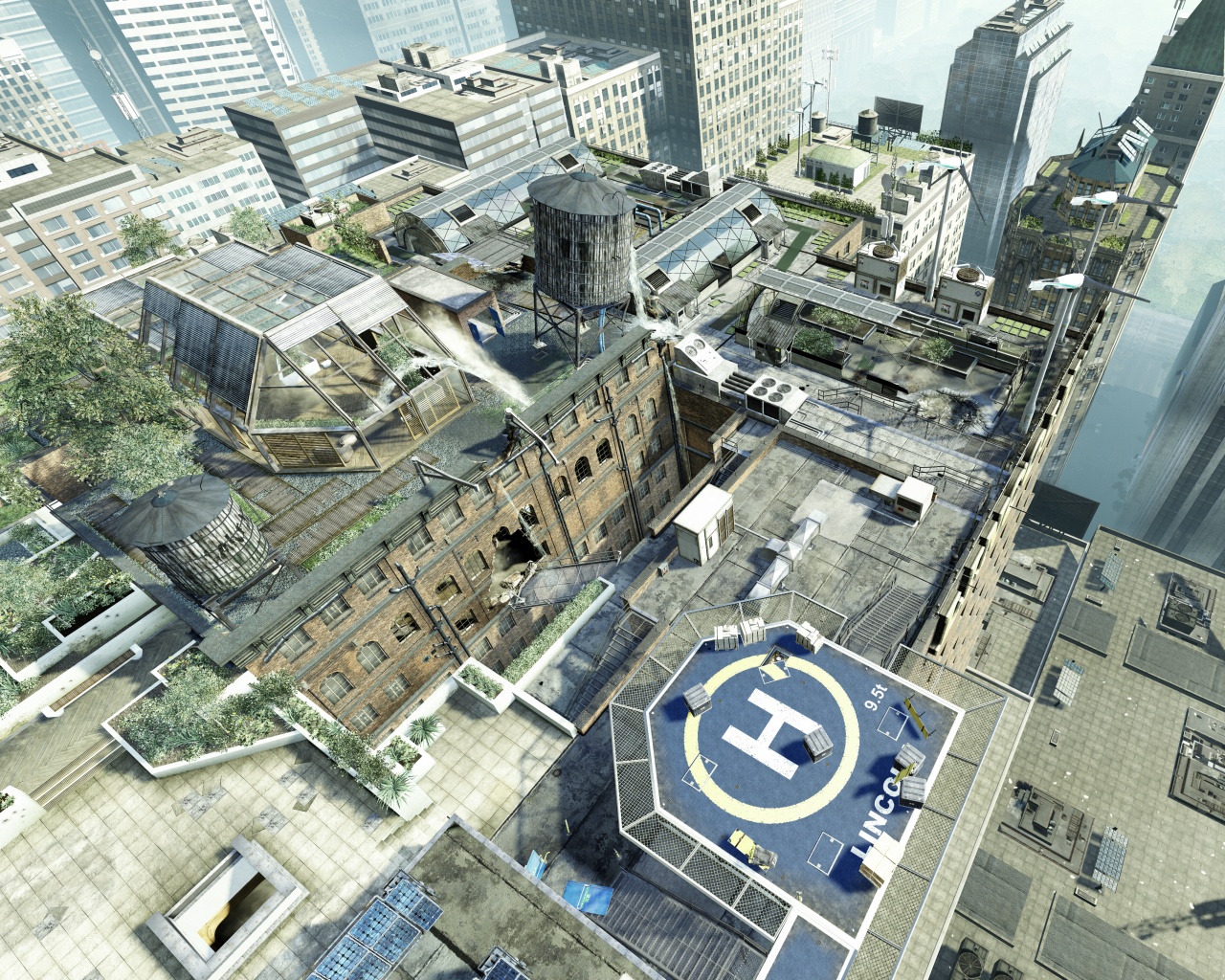 Вид сверху на карту уровня из Crysis 2 обои