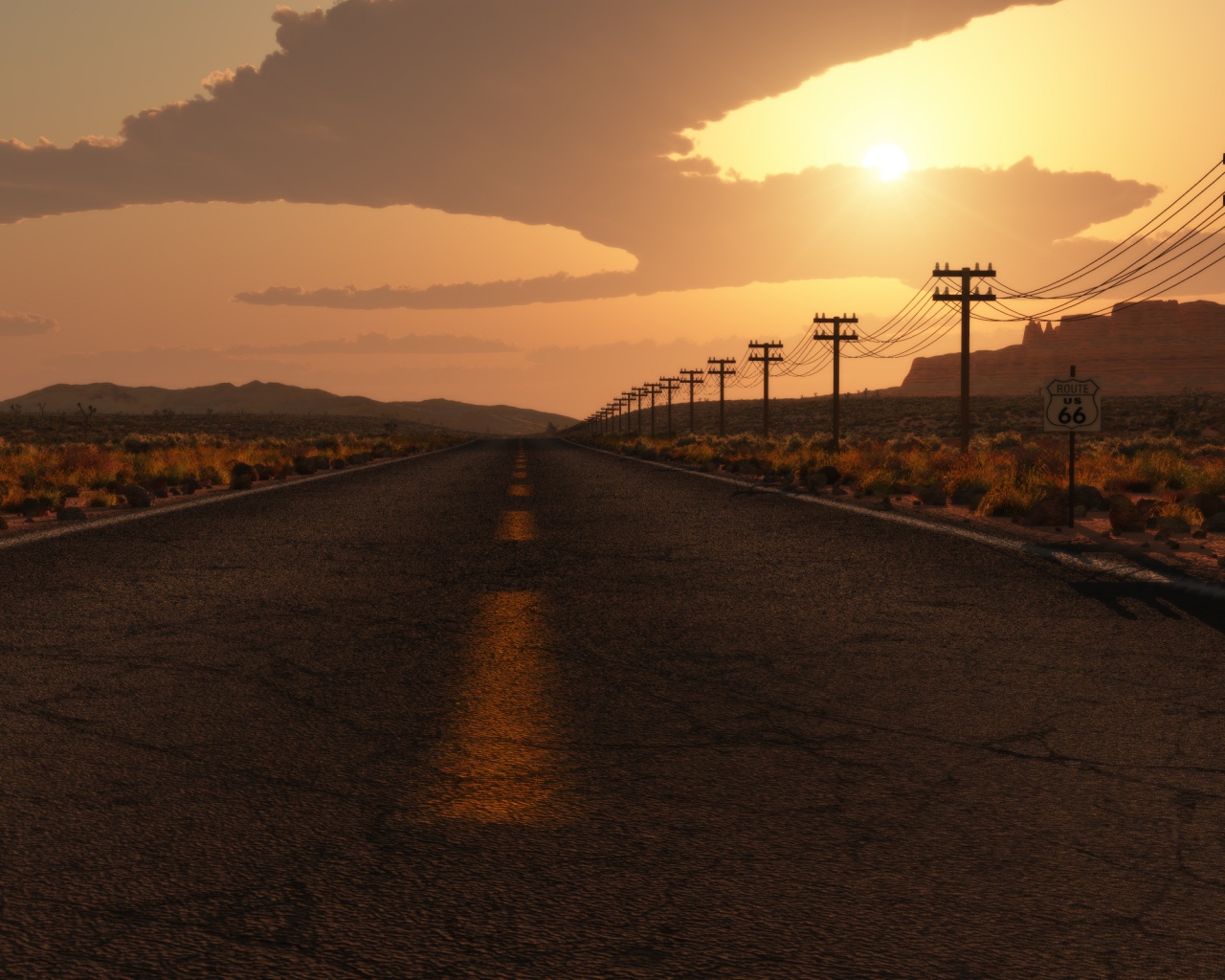 Дорога в пустыне обои