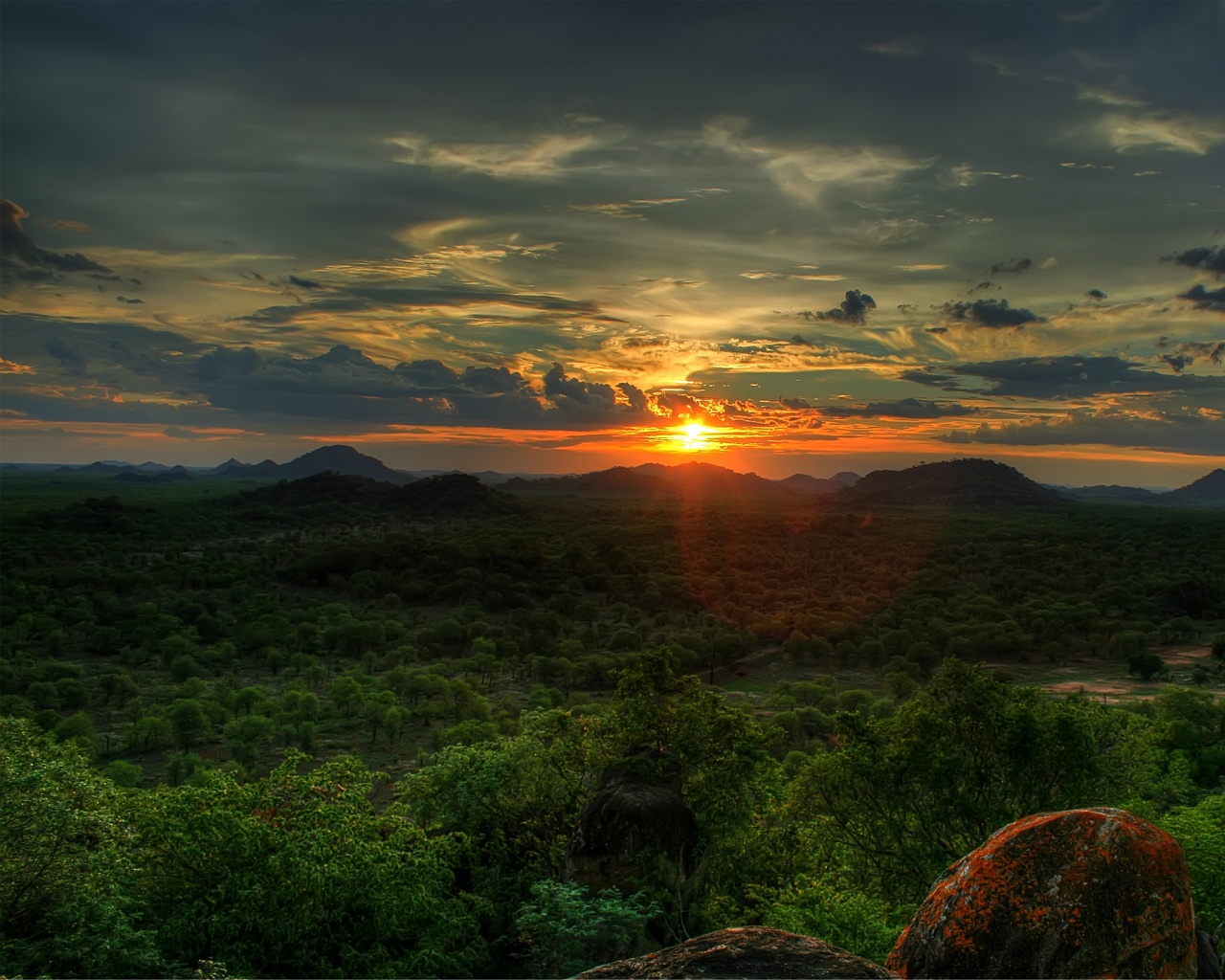 Закат в Африке обои