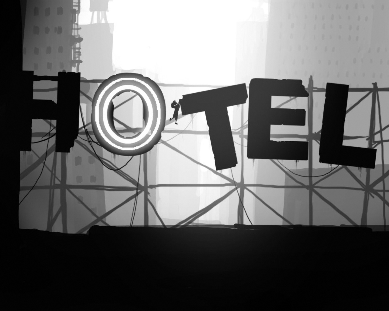 Мальчик из Limbo на вывеске "Hotel" обои