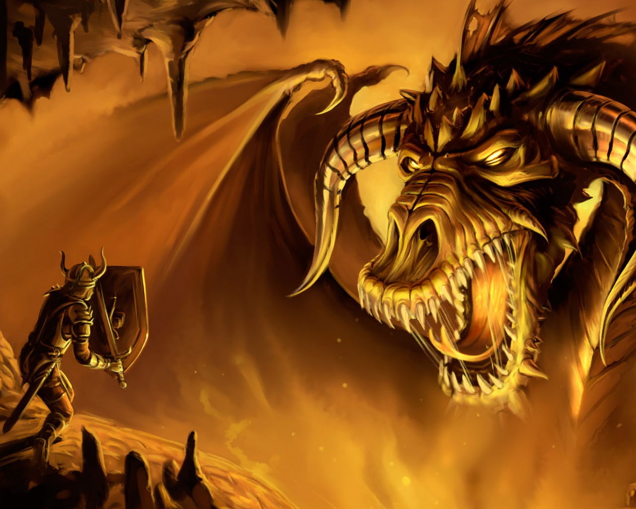 Рыцарь против дракона обои