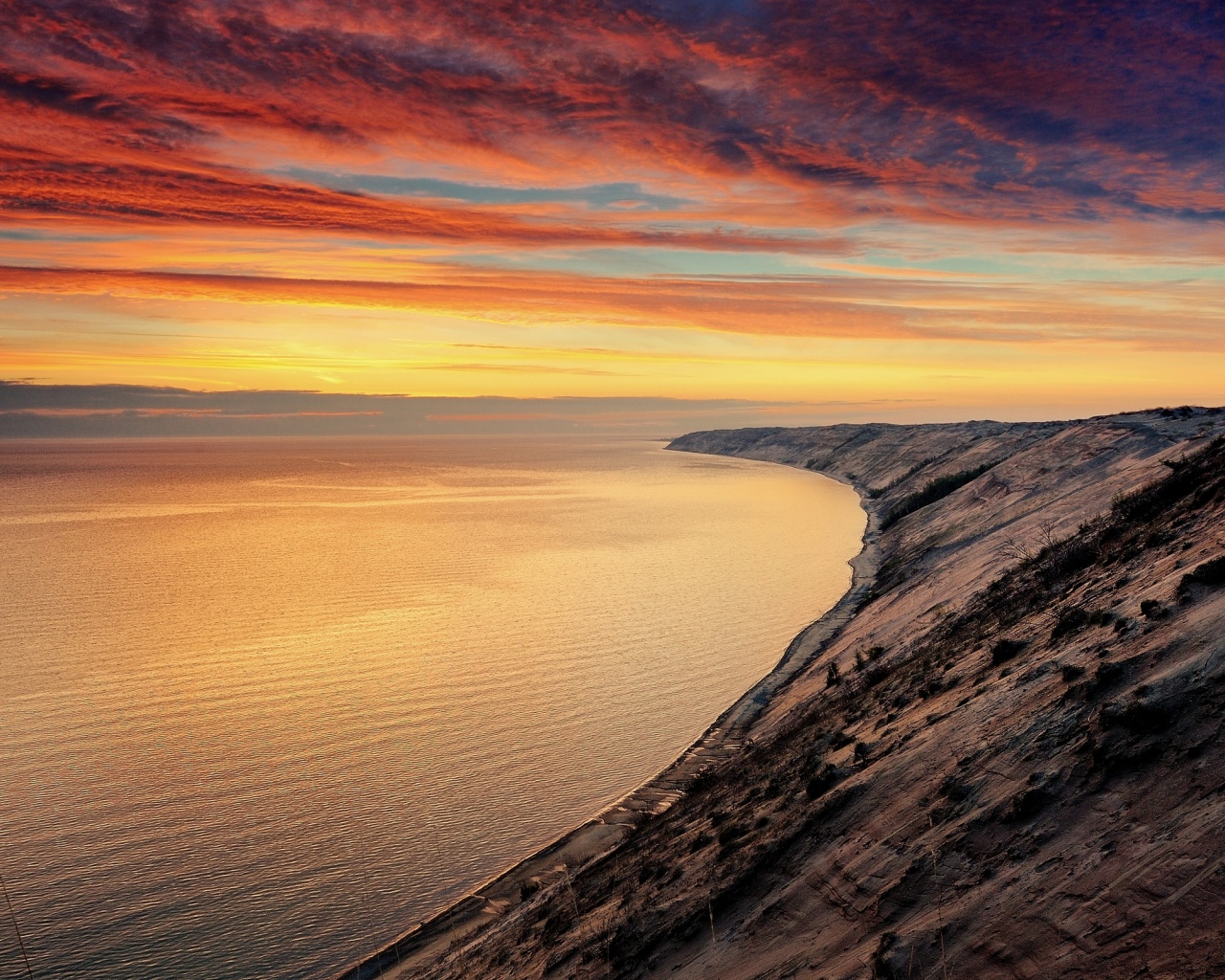 Море на закате обои