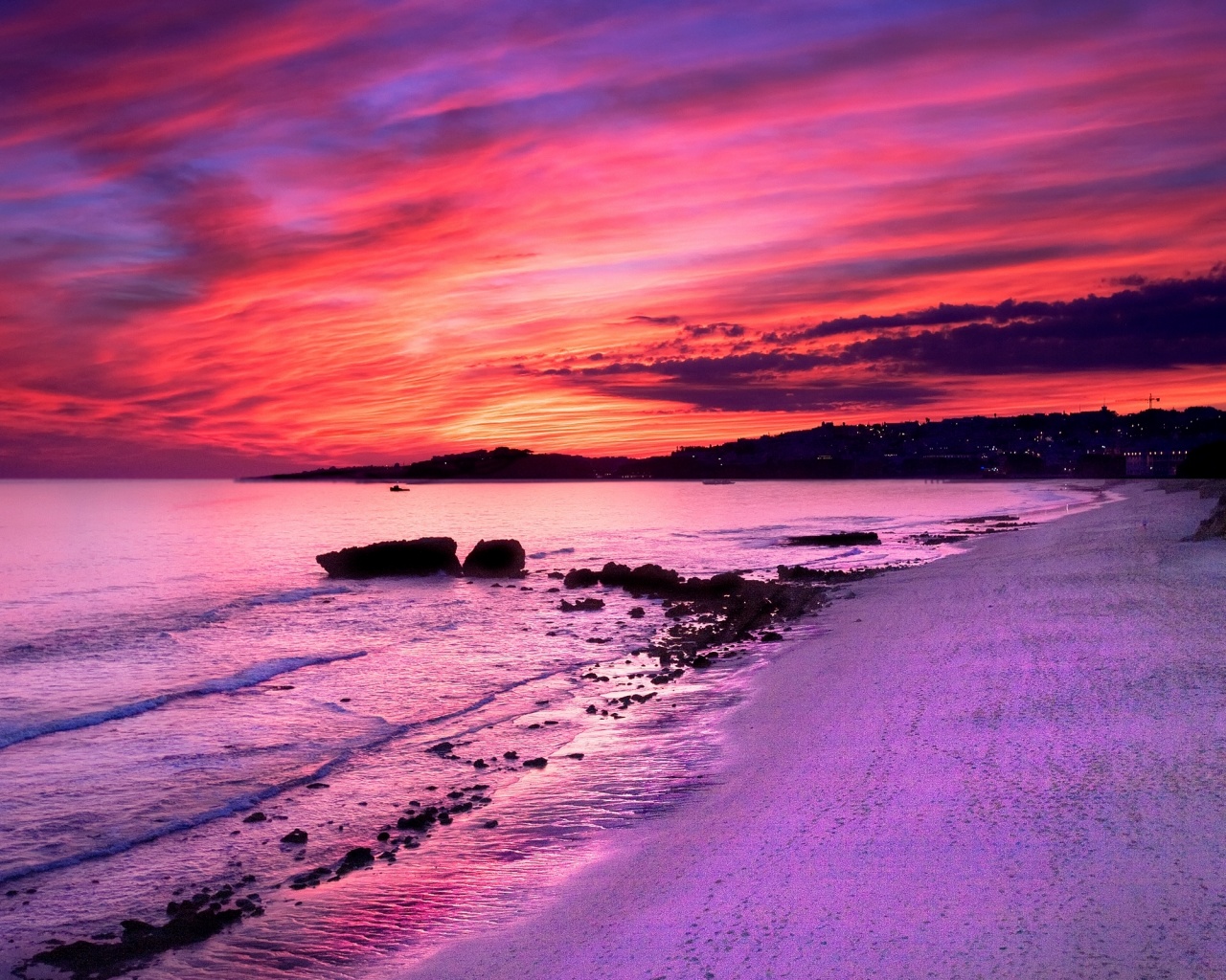 Бесподобный закат на море обои