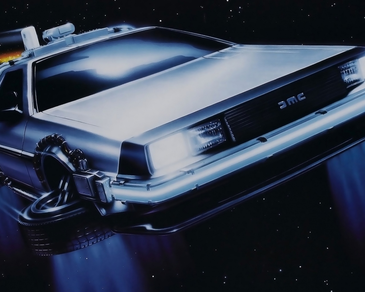 Летающий Делореан обои