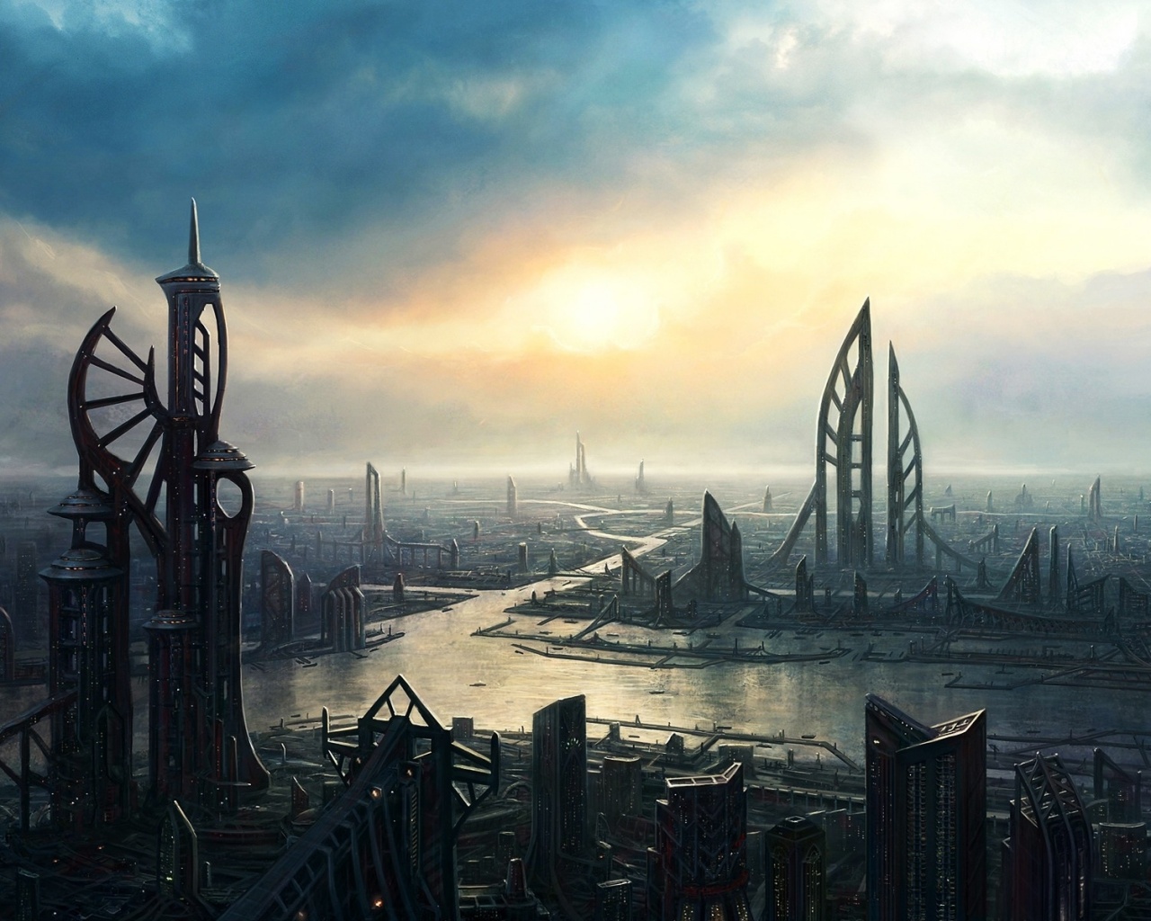 Прекрасный город будущего обои