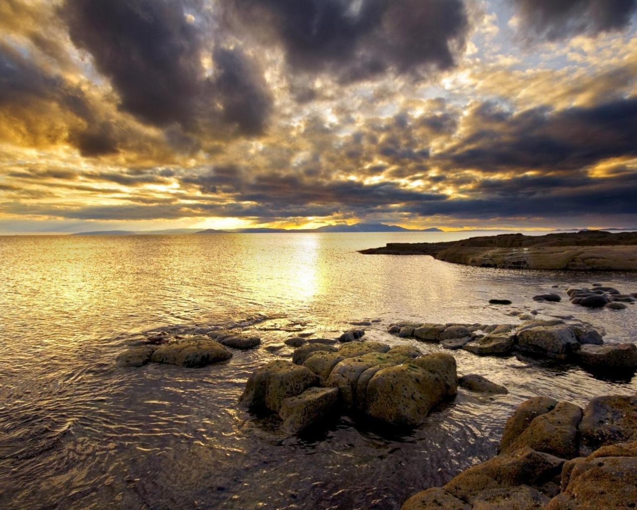 Красивый вид на вечернее море обои