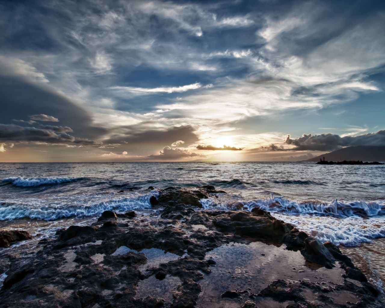 Закат на море обои