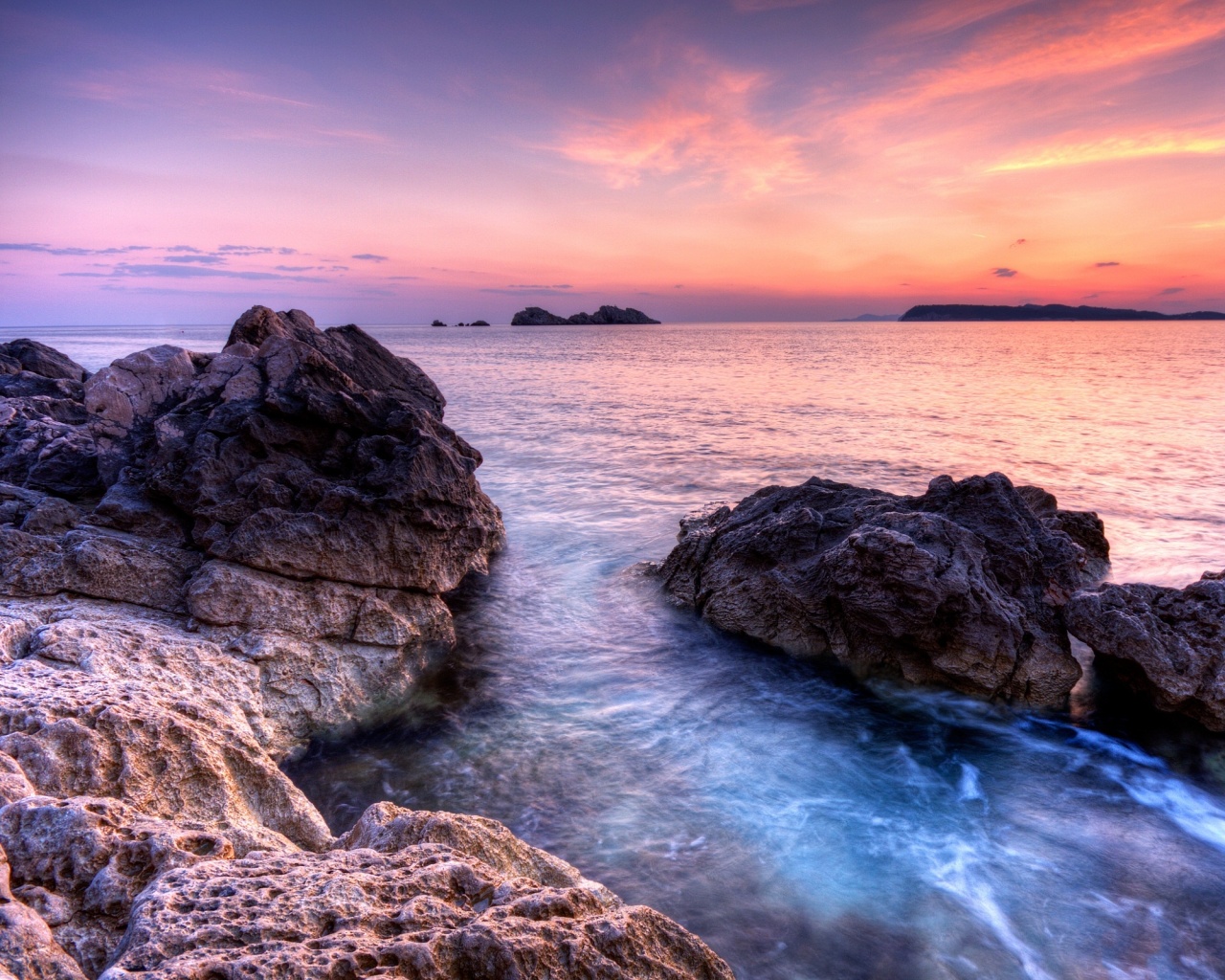 Закат на море обои