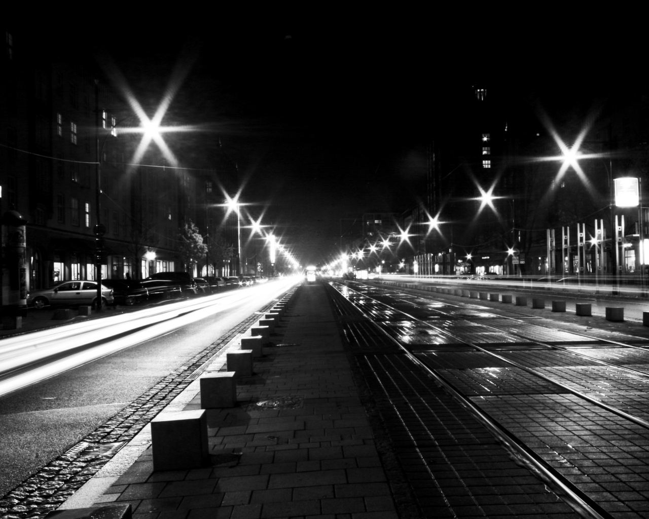 Мгновение на улице ночного города обои