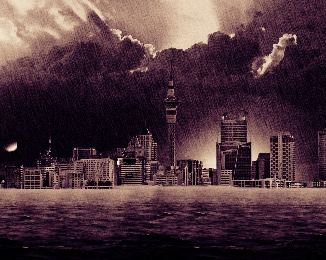 Гроза над городом обои