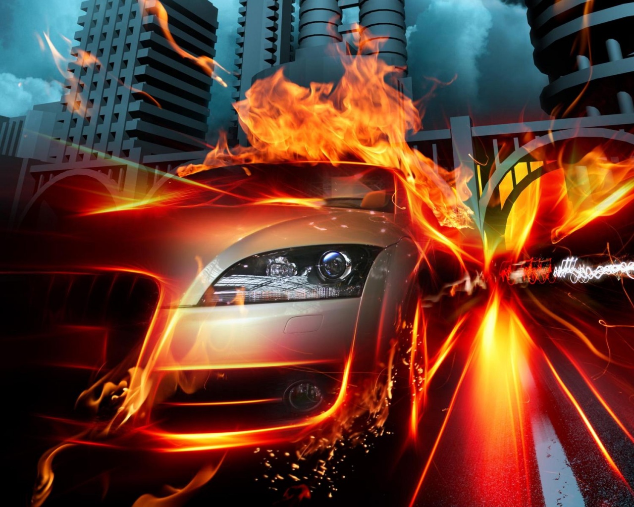 Ауди в огне обои