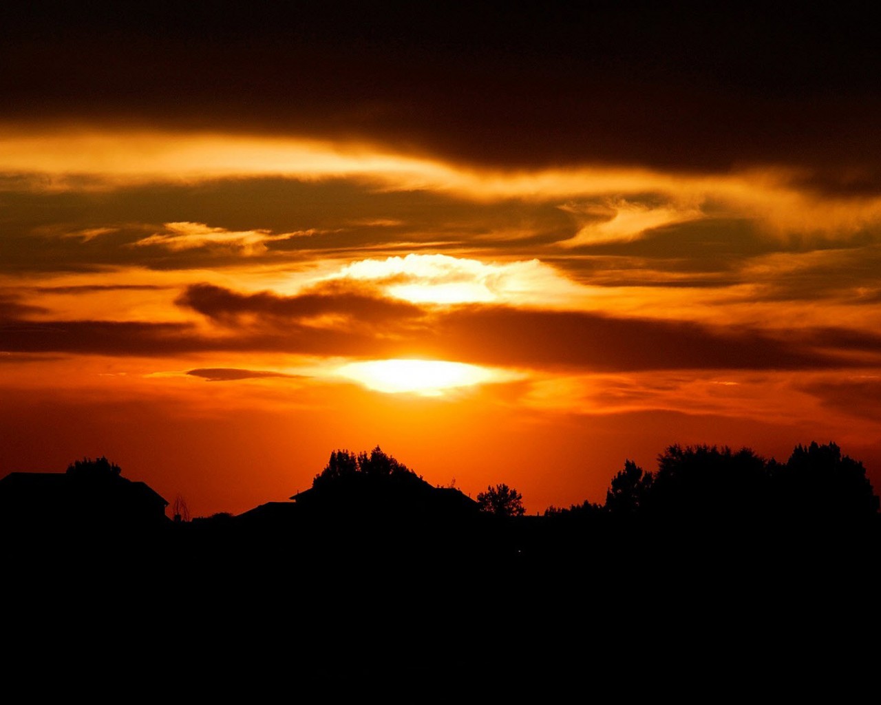 Оранжевый закат обои