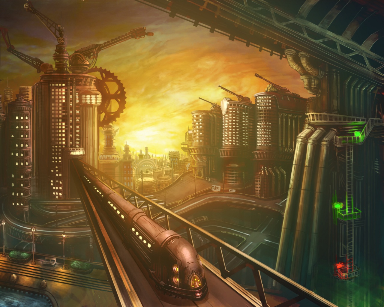 Город из мира стимпанк обои