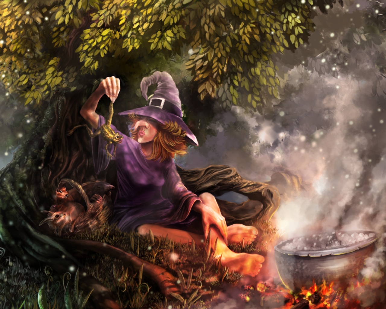 Ведьма варит зелье обои