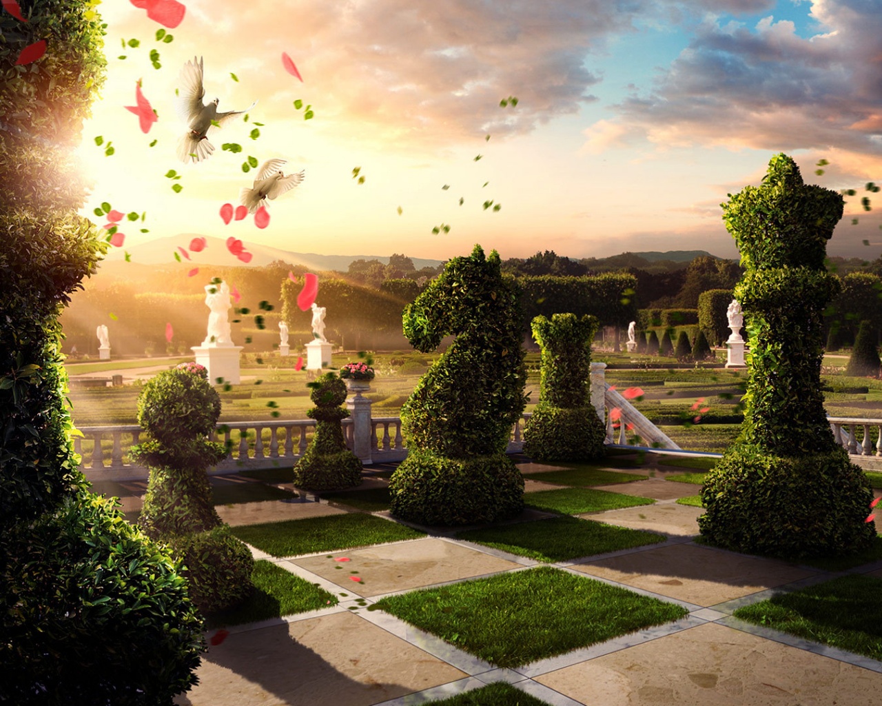 Шахматный сад обои