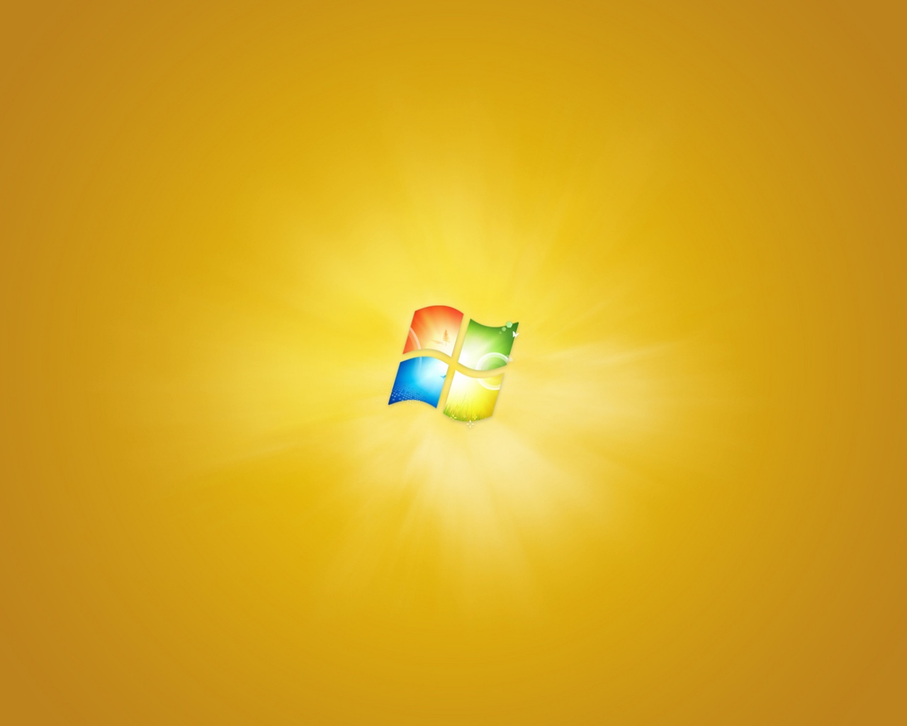 Яркий желтый логотип Windows 7 обои