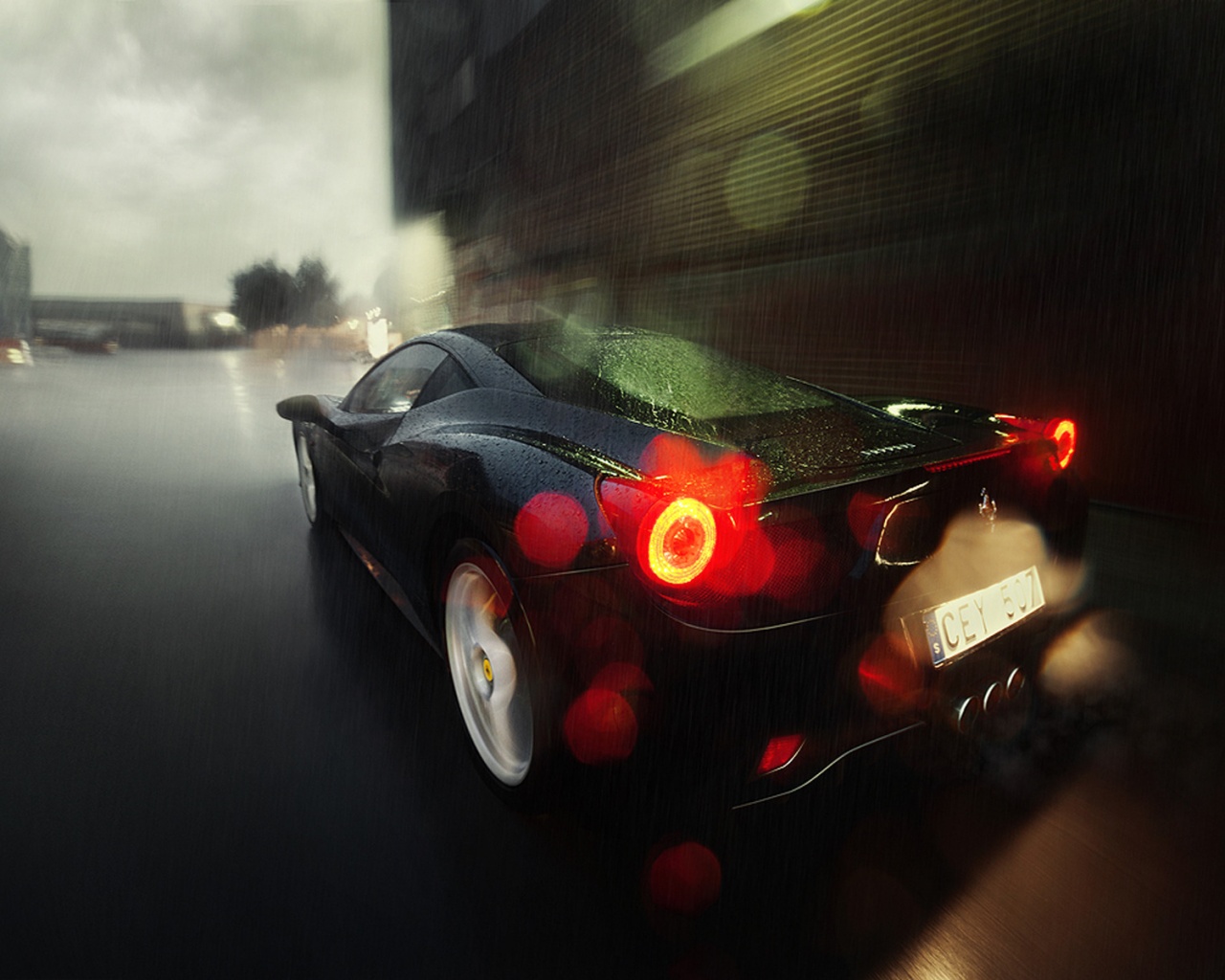 Ferrari под дождем обои