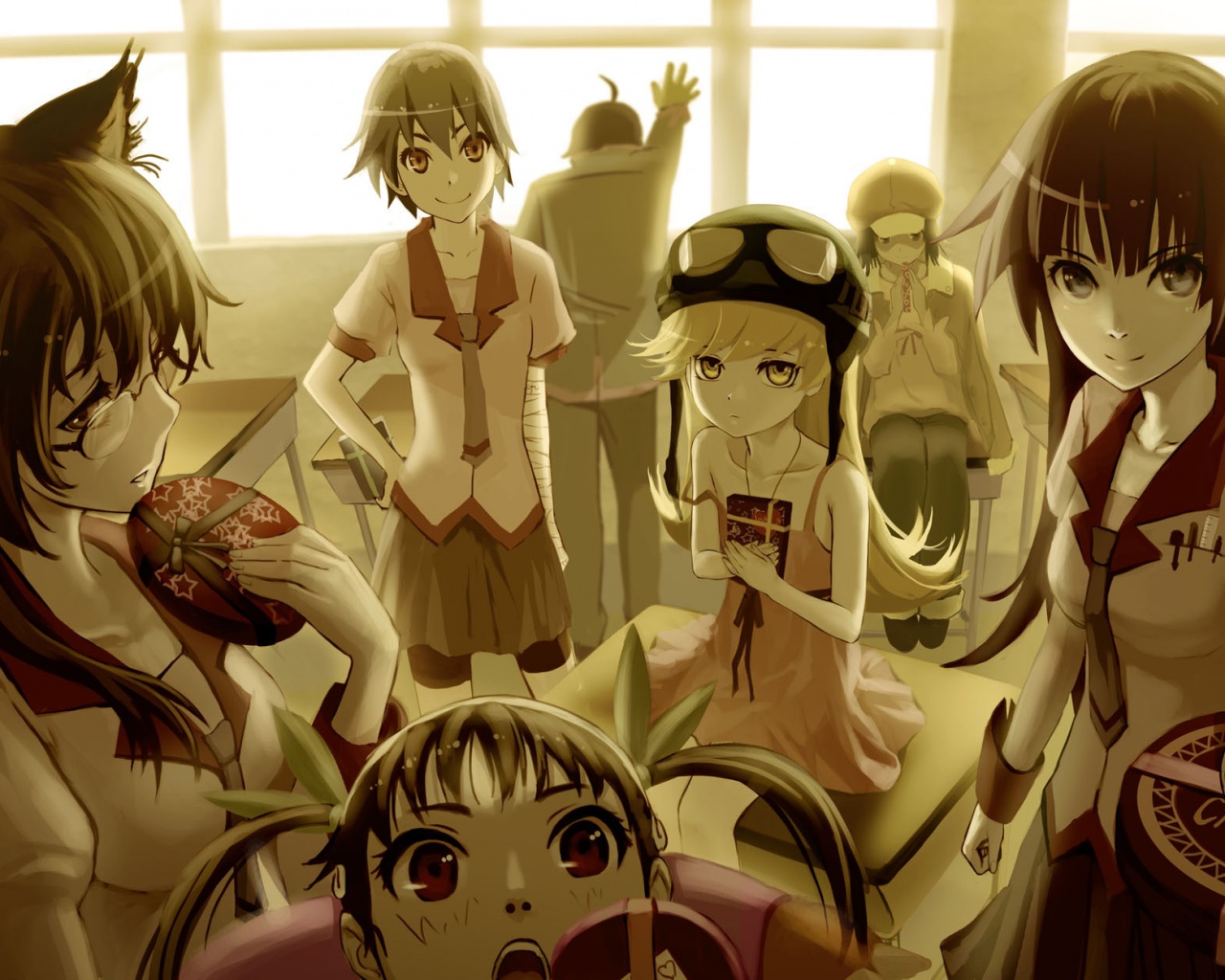 Девушки из Bakemonogatari обои