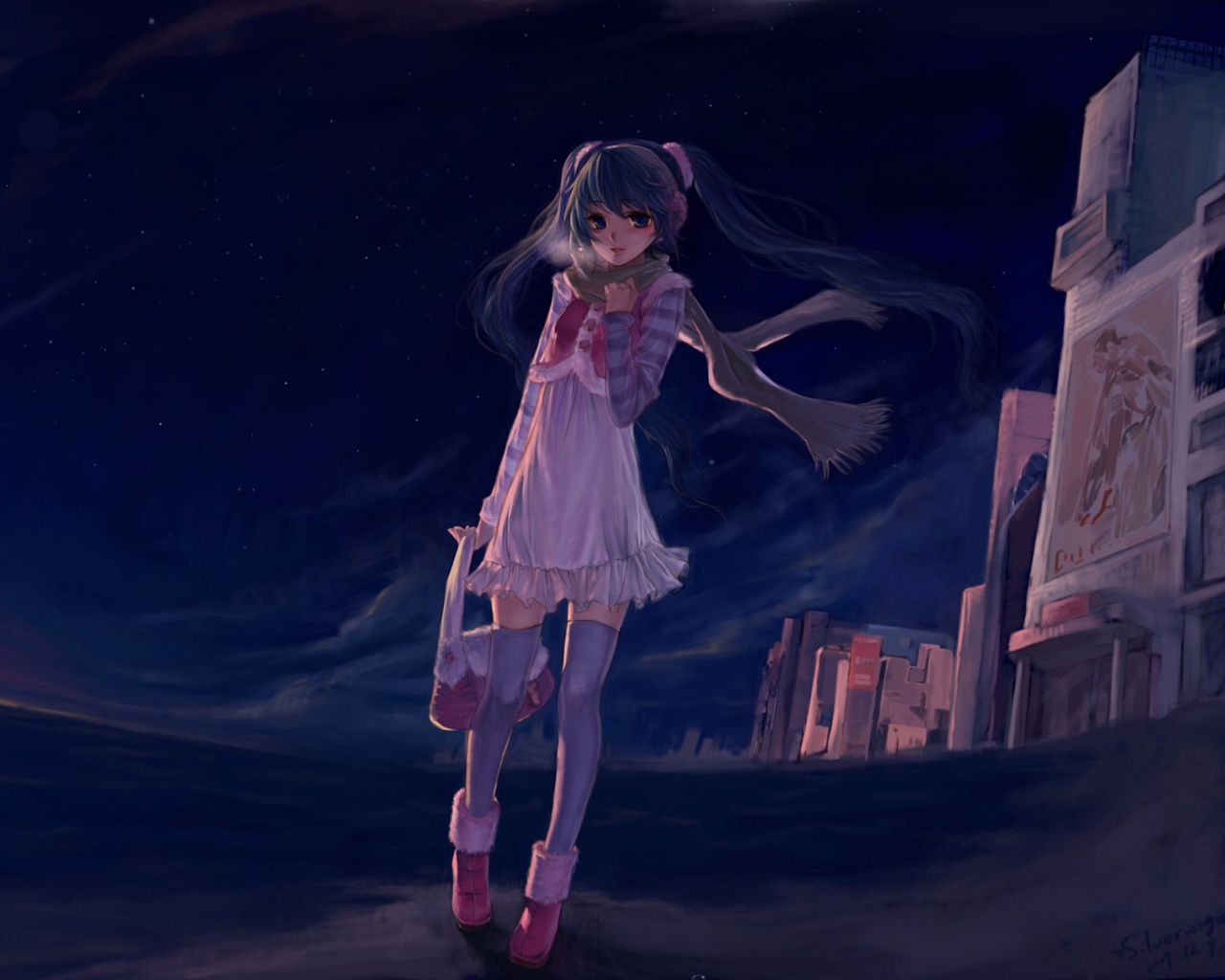 Девочка уходит из города обои