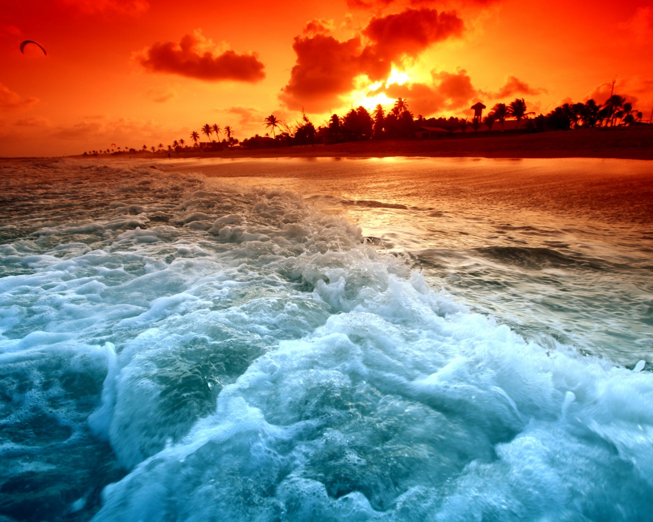 Огненный пляж обои