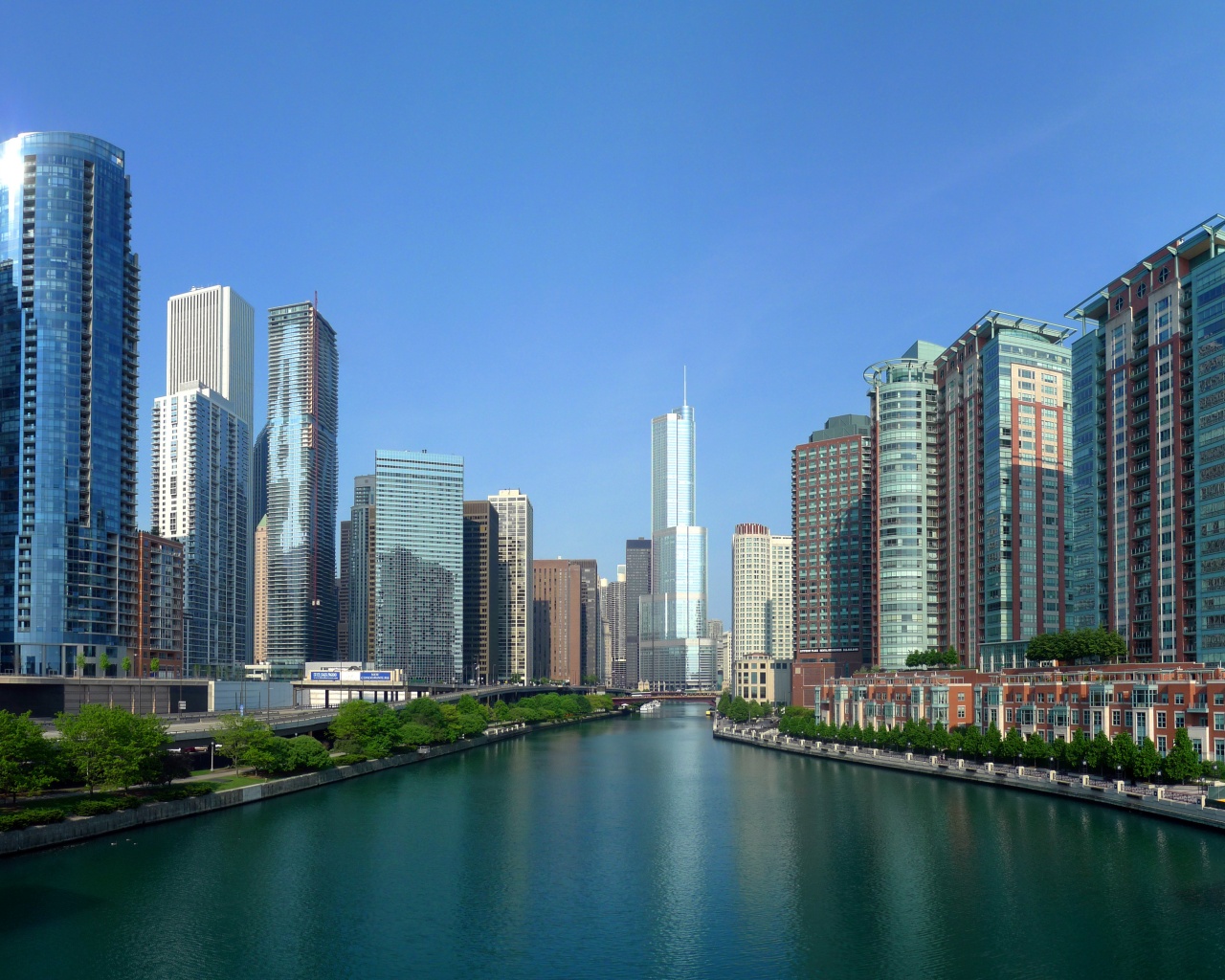 Вид на Чикаго обои