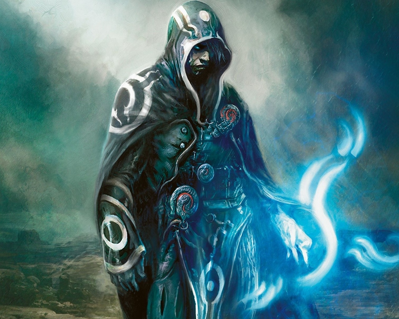 Темный маг в плаще-накидке обои