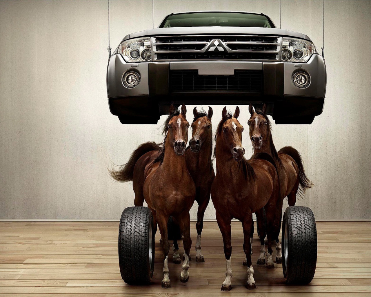 Лошадинные силы - принт Митсубиси обои