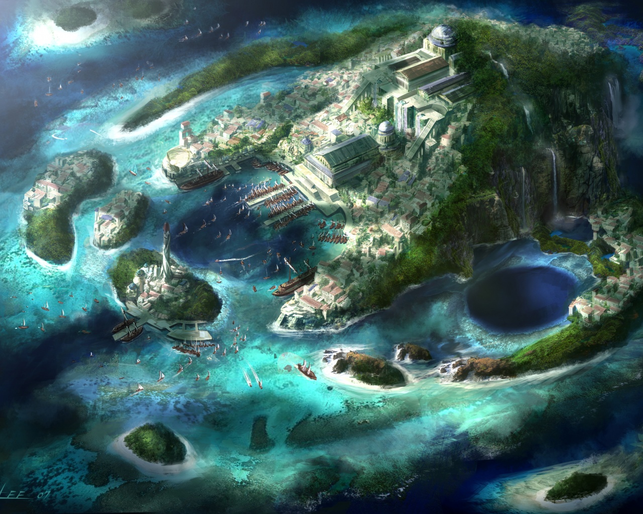 Город на острове обои