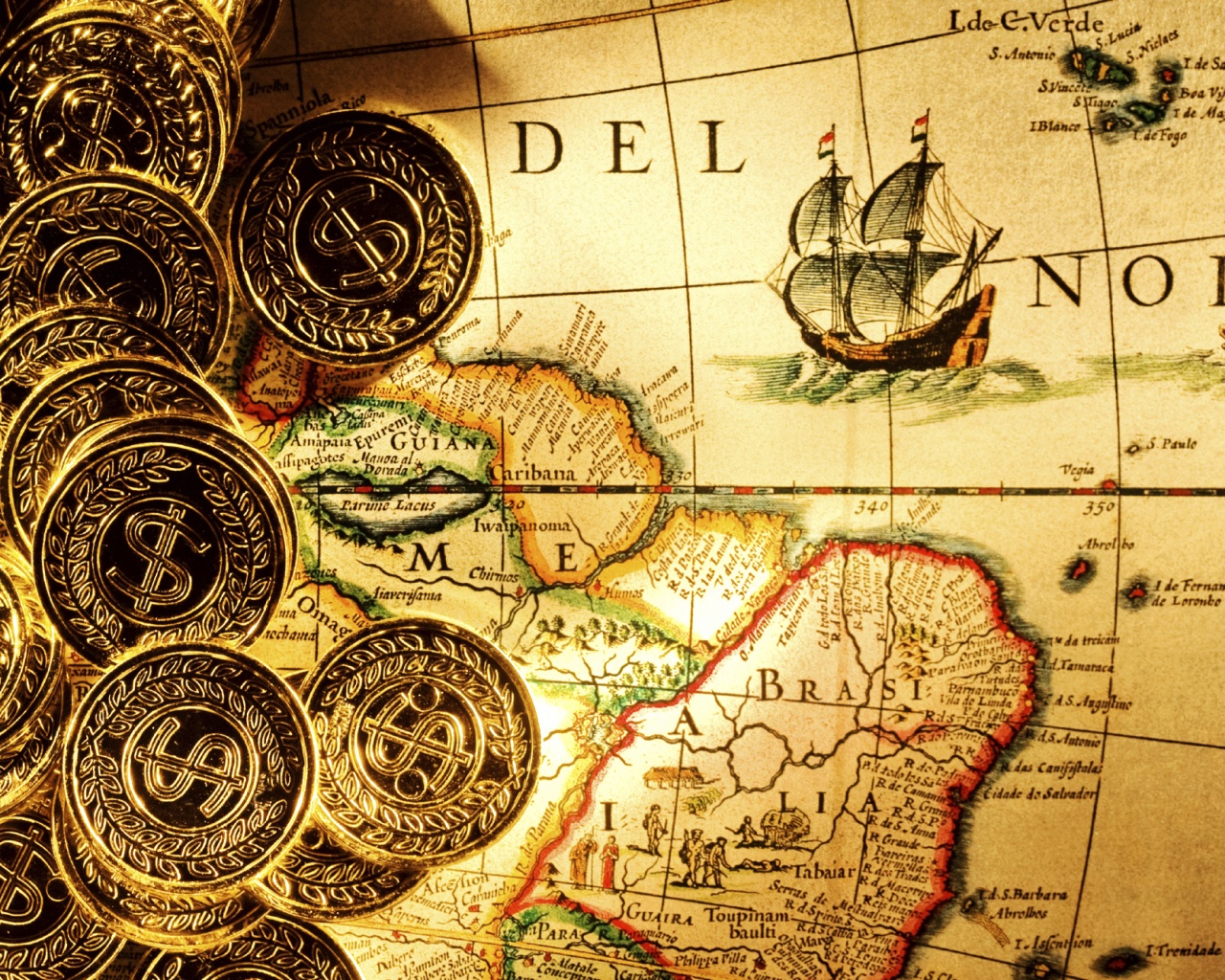 Деньги и карта сокровищ обои