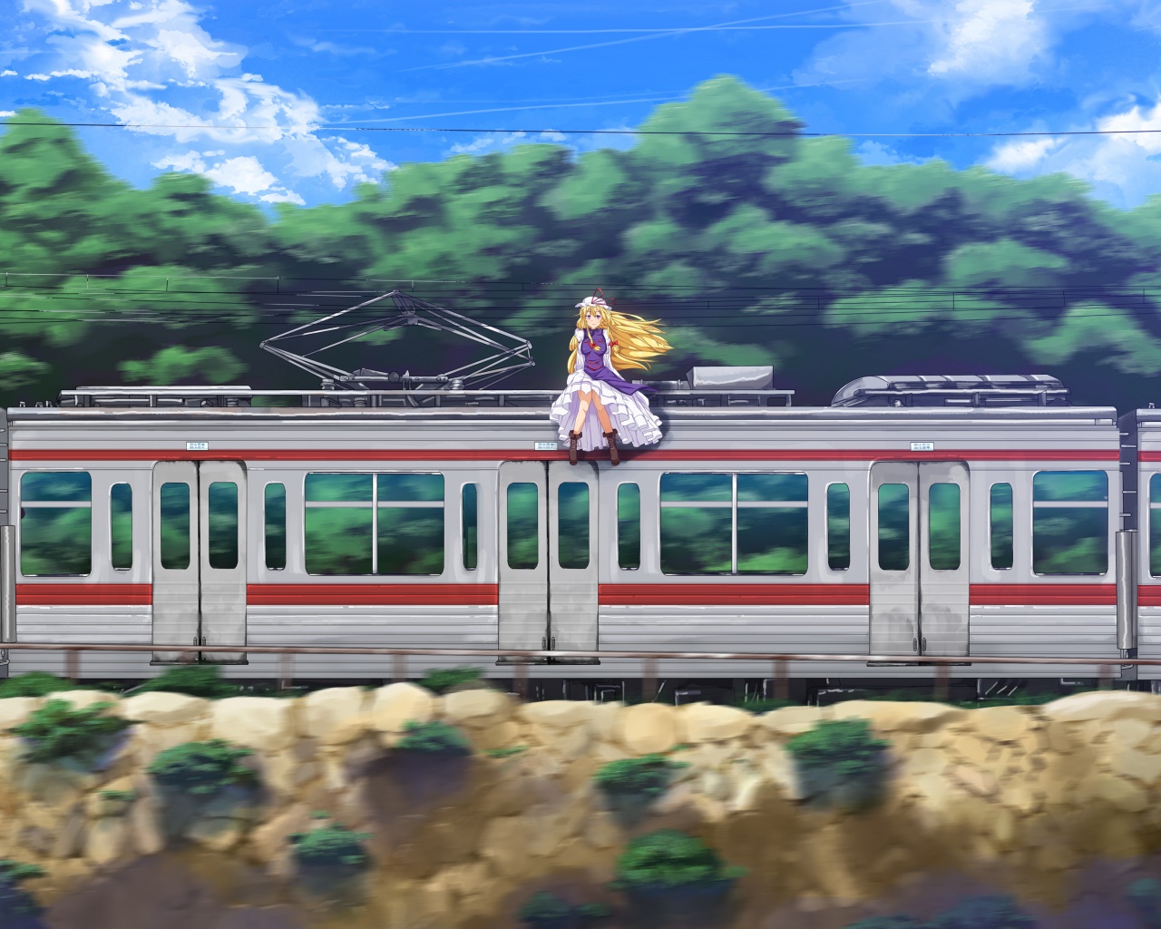 Девушка на крыше поезда обои