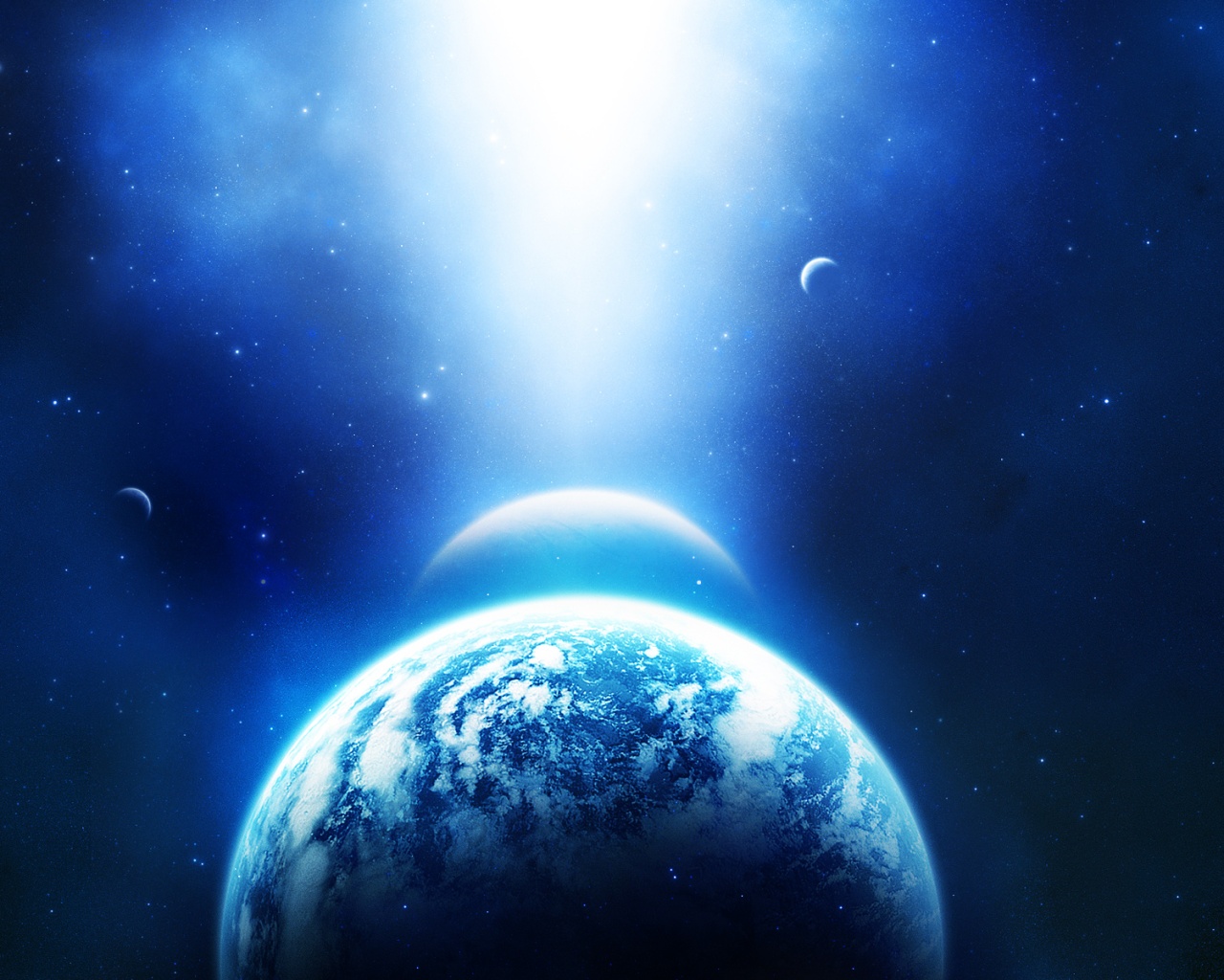 Свет звезды падает на планету обои