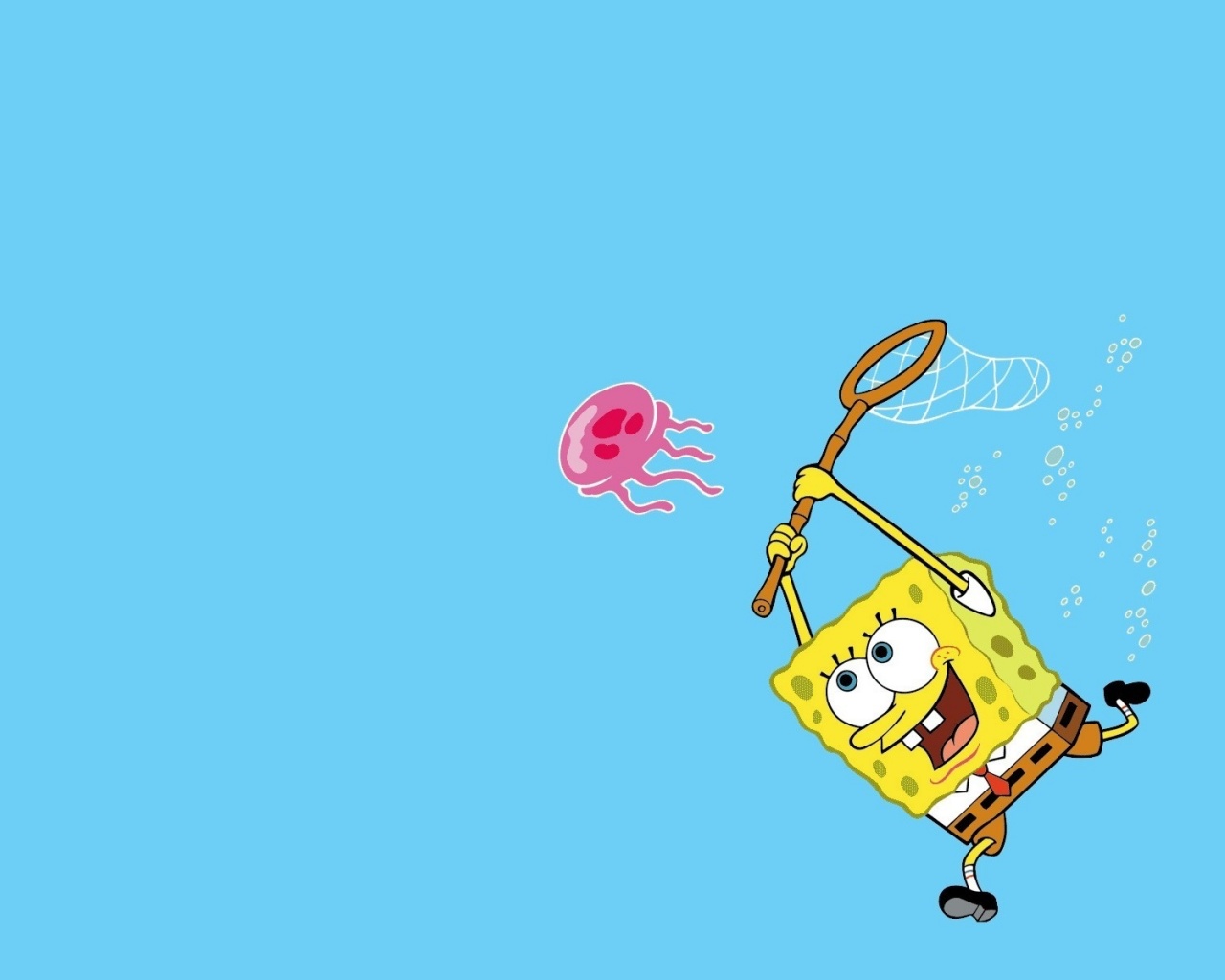 Губка Боб гонится за медузой обои