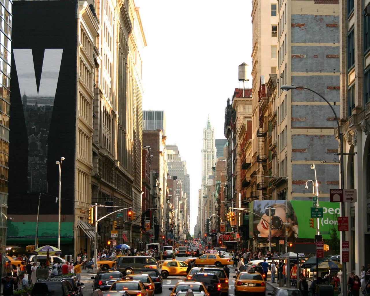 Людная Нью-Йоркская улица обои
