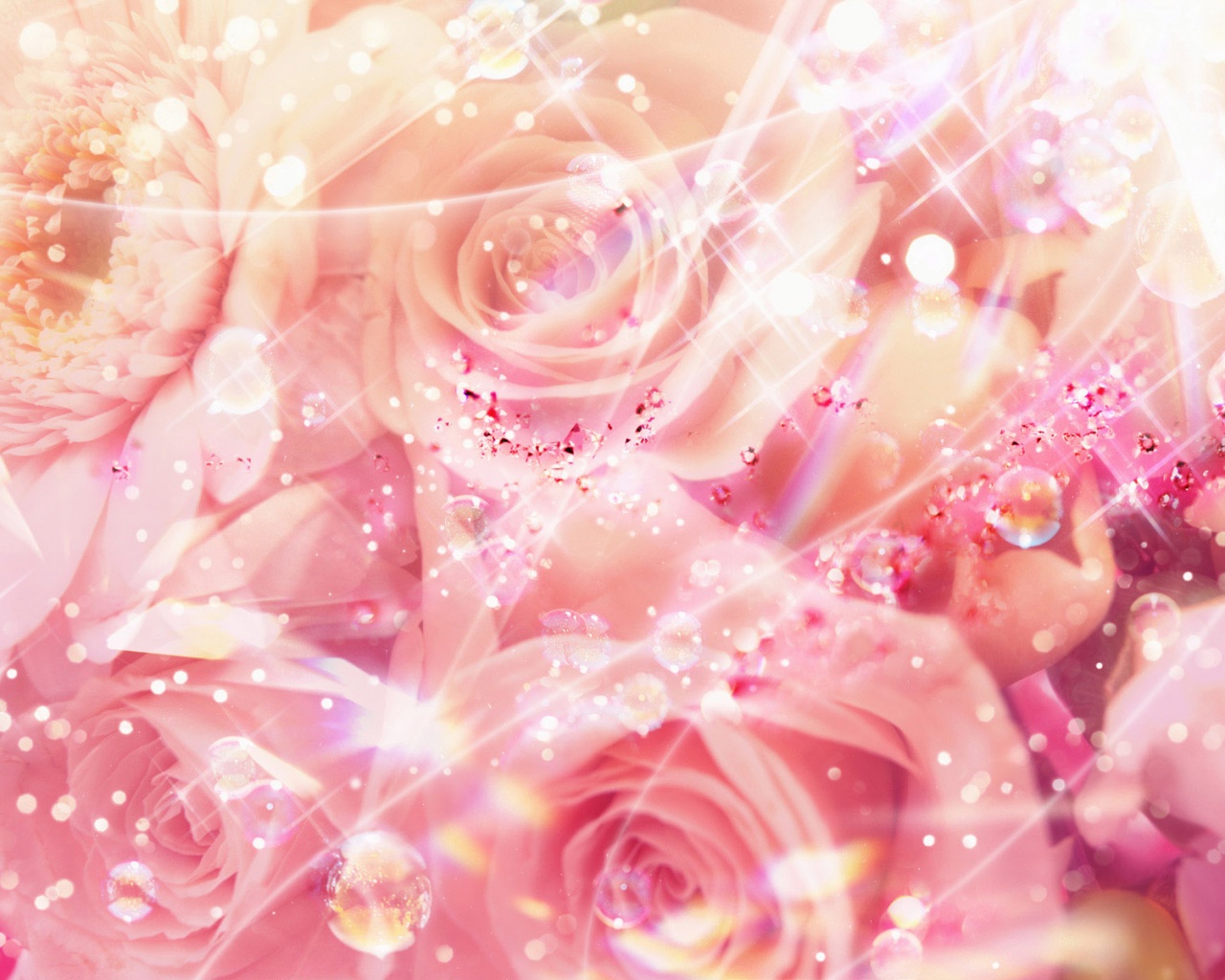 Розово-розовая абстракция с цветами обои