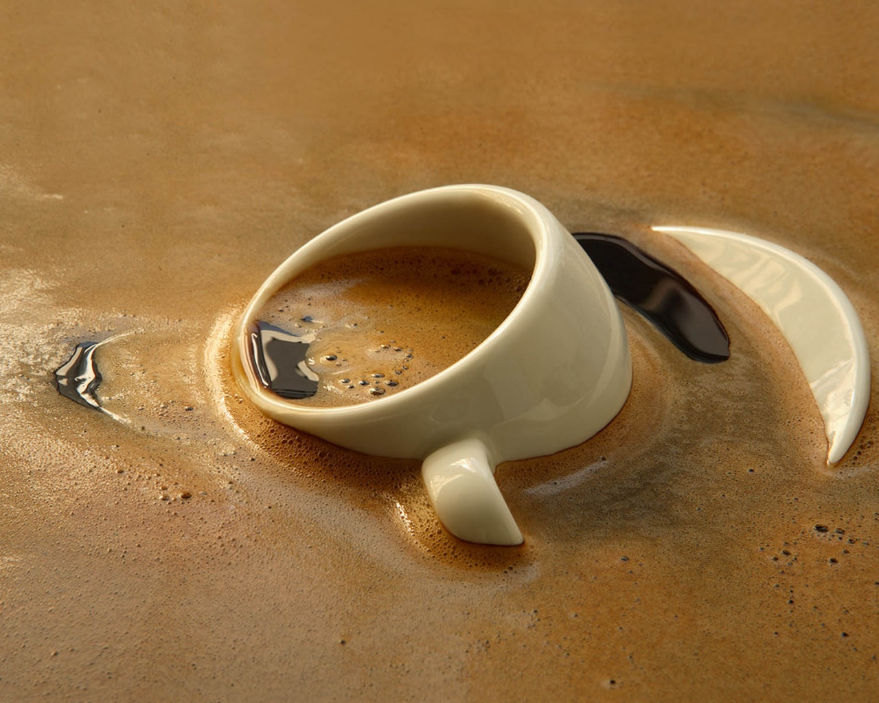 Чашка тонет в кофе обои