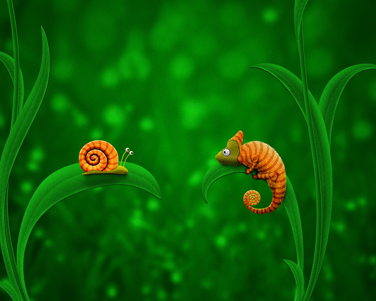 Хамелеон замаскированный под улитку обои