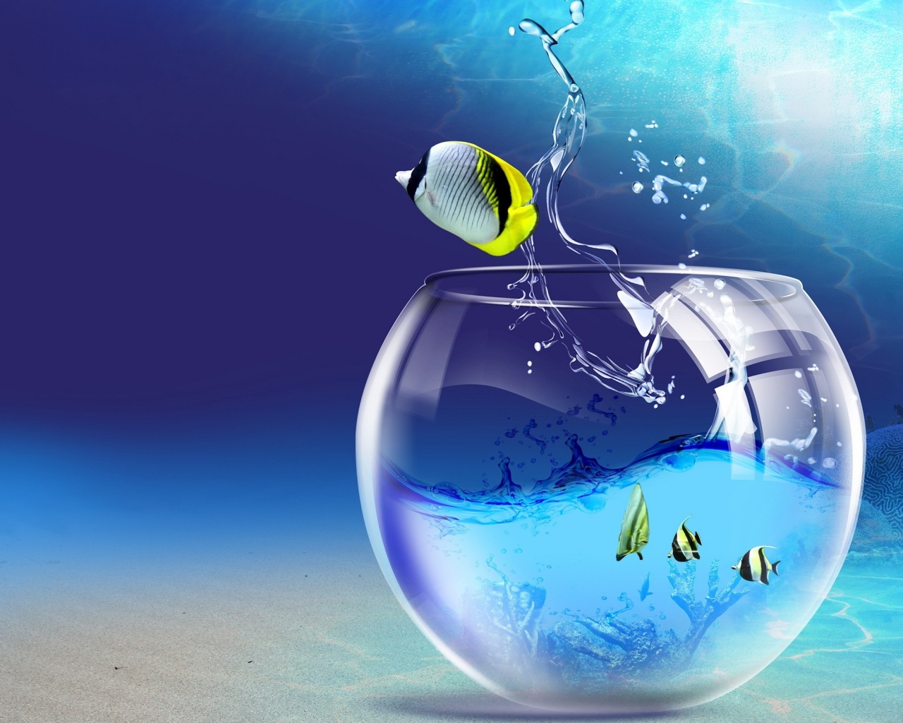 Аквариум с рыбками обои