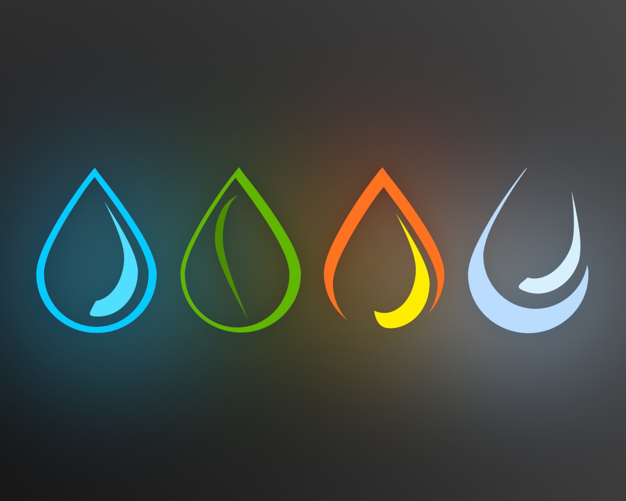 Четыре стихии в каплях обои