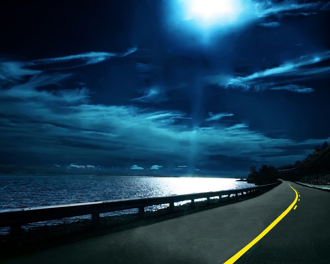 Ночная дорога обои