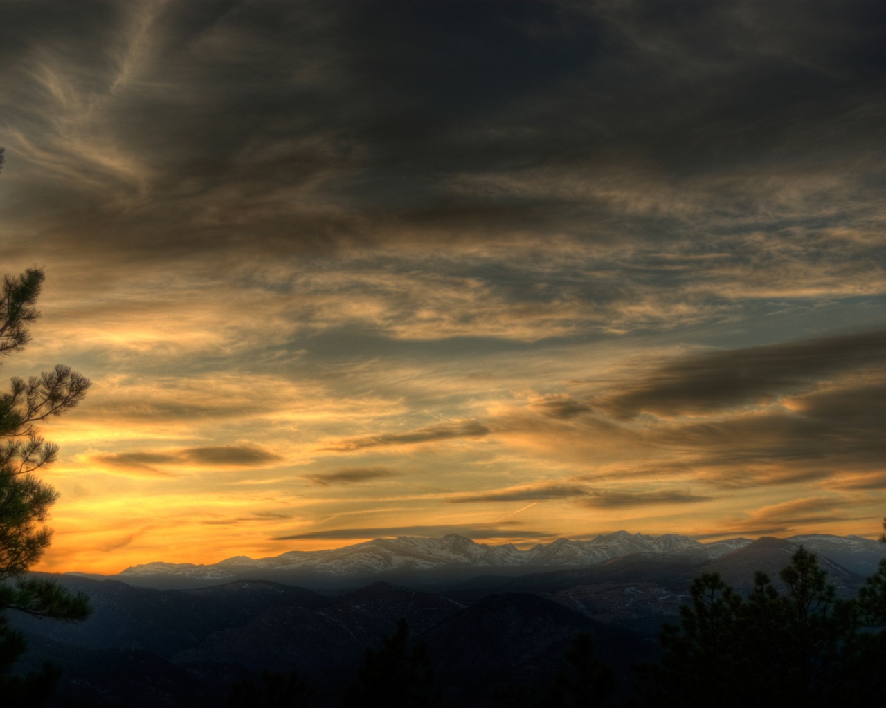 Горный закат обои