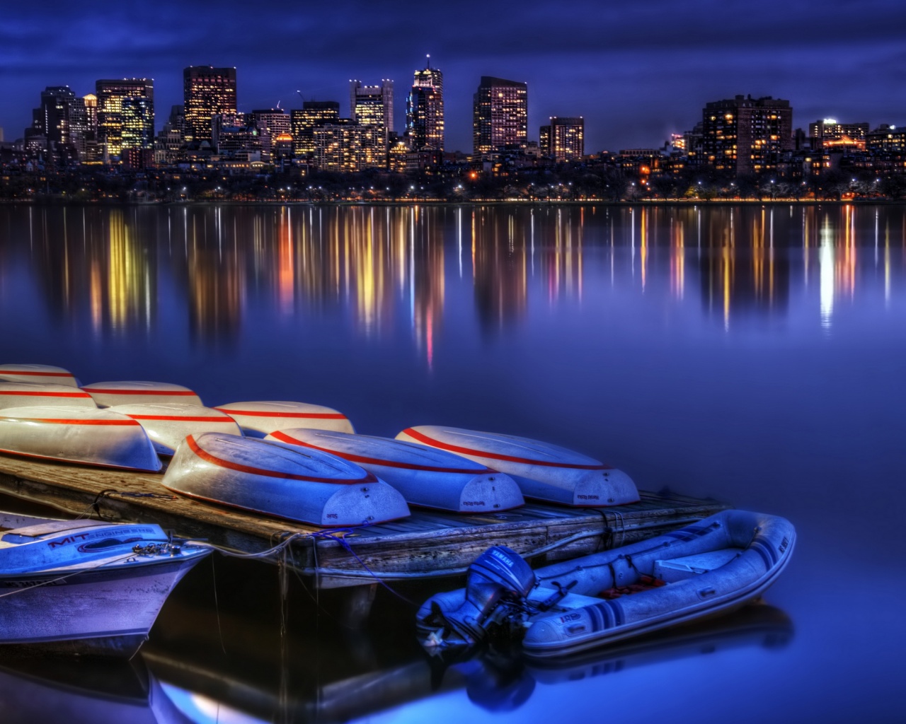 Ночной Бостон обои