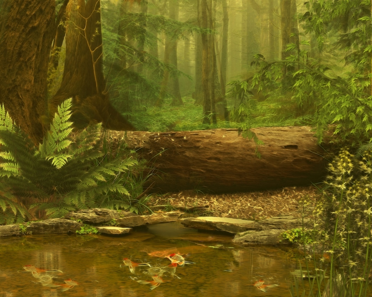 Лесной пейзаж обои