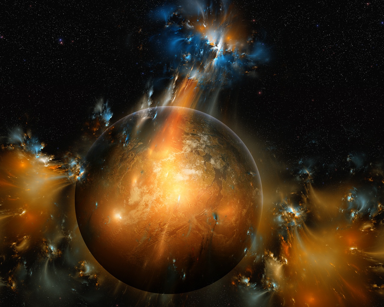 Планета в огнях обои