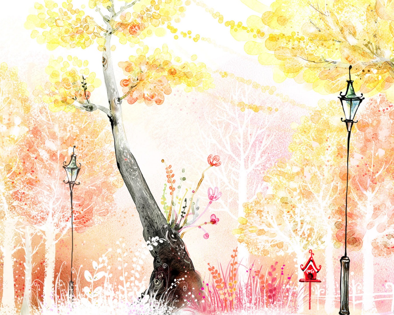 Фонари в парке обои