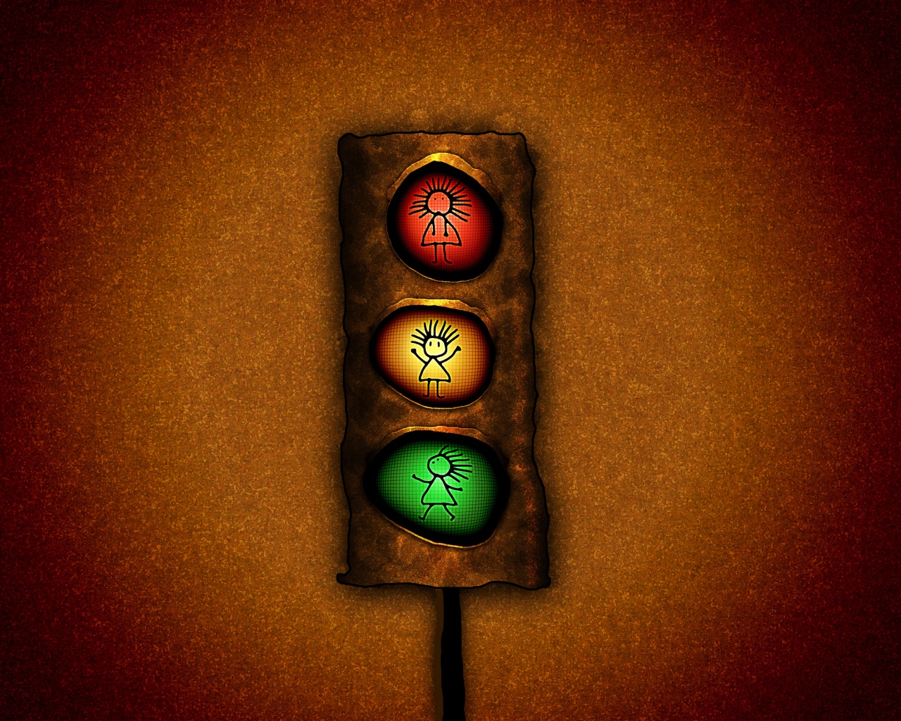 Нарисованный светофор обои