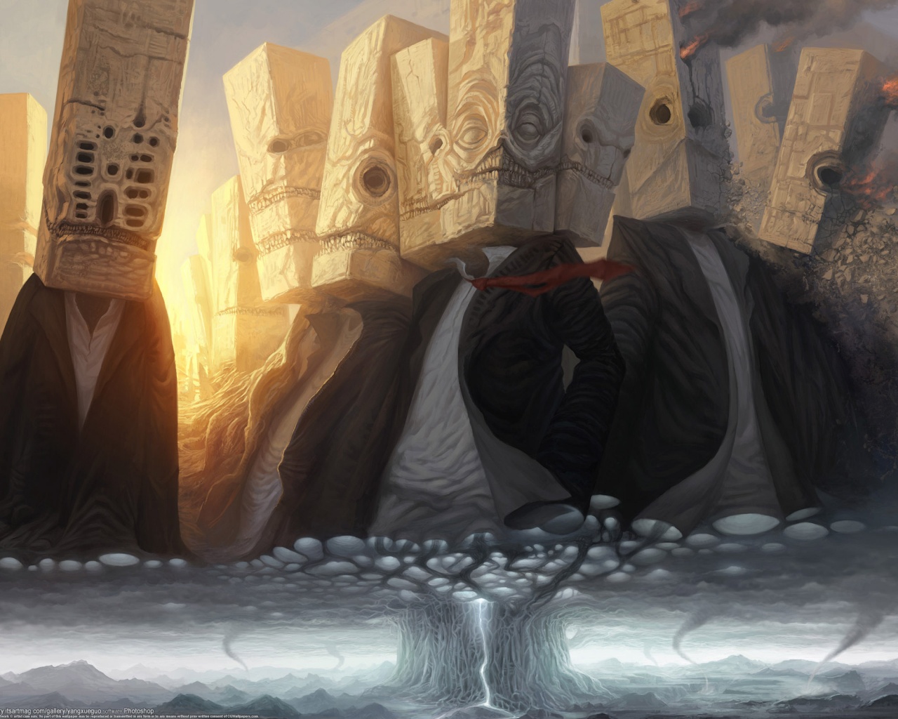 Каменные головы обои